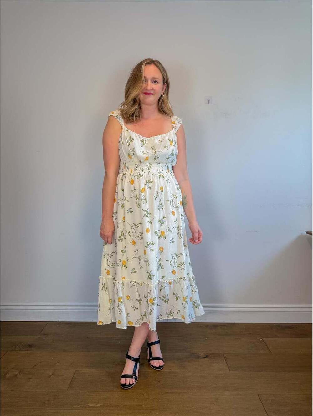 Reformation Sustainable "Sunstone Dress in White Floral" (Size 14)